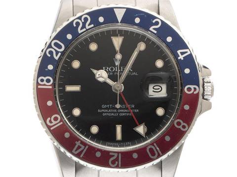  Rolex GMT-Master Pepsi open 6/9 Ref.1675 1984 Box&Beschreibung Original Vintage Unpoliert GMT Master Pepsi open 6/9 Oyster Armband 