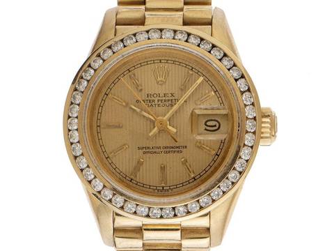  Rolex Lady-Datejust Ref.69178 Bj.1988 Box&Beschreibung sehr gut Vintage Datejust 18kt Gelbgold 71g Diamanten 0,60ct open 6/9 