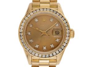 Thumbnail von Rolex Lady-Datejust Ref.69178 Bj.1988 Box&Beschreibung sehr gut Vintage Datejust 18kt Gelbgold 71g Diamanten 0,60ct open 6/9