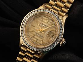 Thumbnail von Rolex Lady-Datejust Ref.69178 Bj.1988 Box&Beschreibung sehr gut Vintage Datejust 18kt Gelbgold 71g Diamanten 0,60ct open 6/9
