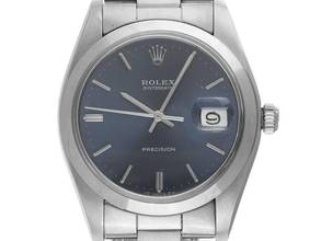  Rolex Oysterdate Precision Ref.6694 1978 LC 100 Full Set Original Vintage Unpoliert Oysterdate Precision Blau open 6/9 Stahl Oyster Armband 