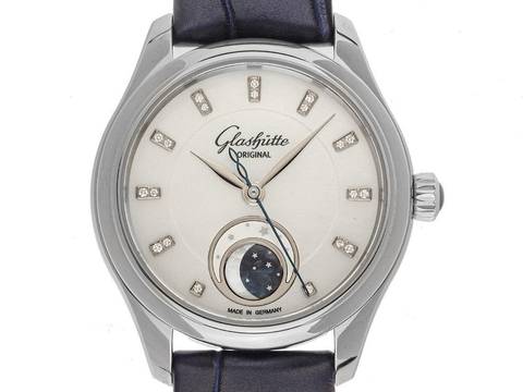  Glashütte Original Lady Serenade Luna Ref.1-35-14-02-02-04 Bj.2026 Full Set Ungetragen Serenade Luna Perlmutt Diamanten Krokoleder Faltschließe 