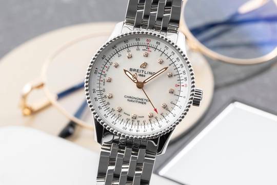 Breitling Navitimer 35 MOP Diamond Edelstahl Automatik Damenuhr Ref. A17395