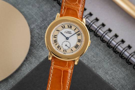  Cartier must Ronde LM 925 Silber vergoldet Quarz Herrenuhr Ref. W1006922 1810 1 