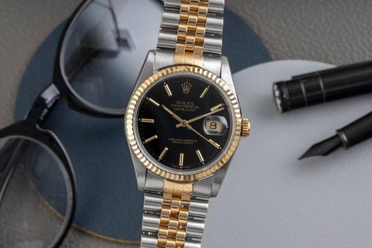 Rolex Datejust 36 Black Dial Stahl / Gold Automatik Herrenuhr Ref. 16233 S-Serie
