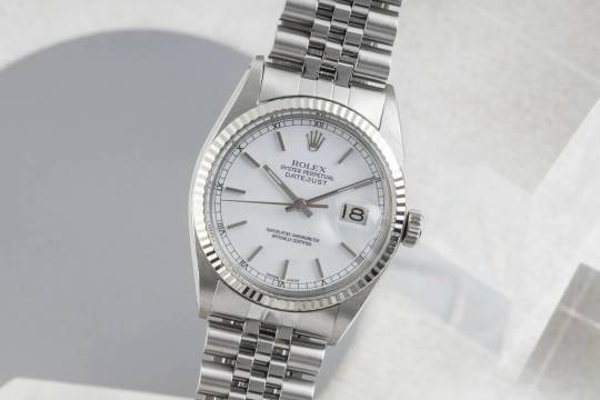 Rolex Datejust 36 White Dial Stahl / Weissgold Automatik Herrenuhr Ref. 16014
