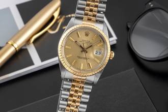 Thumbnail von Rolex Oyster Perpetual Date Stahl / Gold Automatik Herrenuhr Ref. 15053 R-Serie