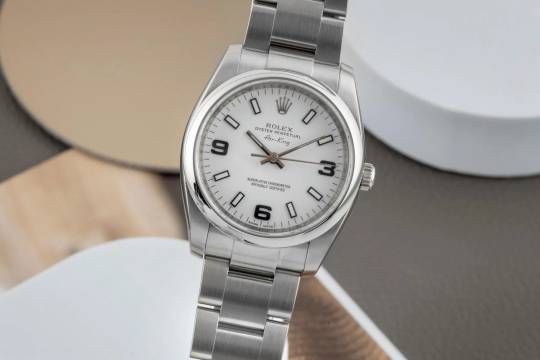 Rolex Air King 34 White 3-6-9 Dial Automatik Herrenuhr Ref. 114200 Papiere 2008