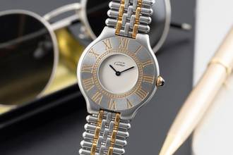  Cartier 21 Must de Cartier Stahl / vergoldet Quarz Damenuhr Ref. 9010 