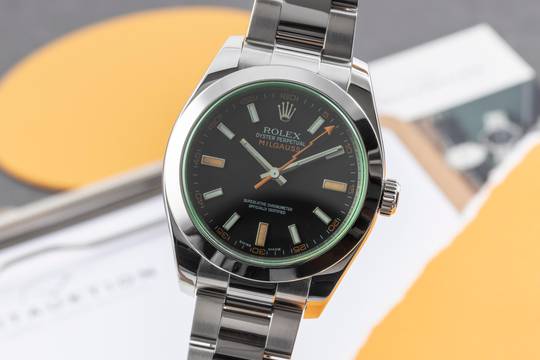 Rolex Milgauss Black Dial Edelstahl Automatik Herrenuhr Ref. 116400GV B&P 2008
