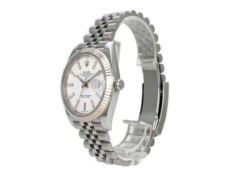 Rolex Datejust 41 Edelstahl Weißgold 126334 Weiß Jubile-Band