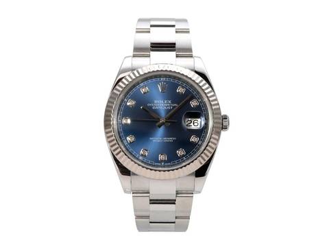 Rolex Datejust 41 Edelstahl Weißgold 126334 Blau Diamant