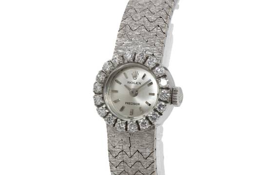 Rolex Precision Vintage 18K White Gold & Diamonds
