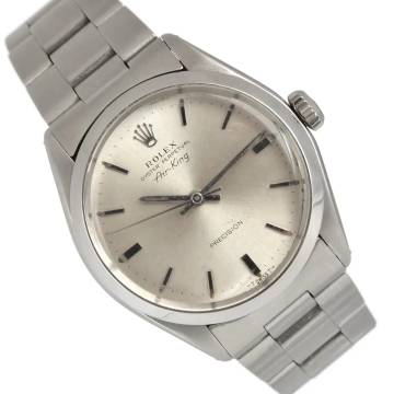  Rolex Air King 5500 Oyster Perpetual silver dial Full Set 1982’s 