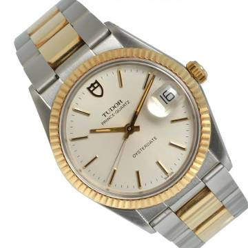 Tudor Prince Oysterdate Quartz Prototyp Silberzifferblatt NEU NOS Komplettset 1980er Jahre