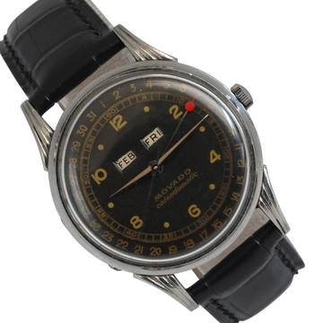  Movado Calendomatic Triple date 16207 black dial Steel 1950’s 