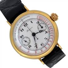 Longines Chronograph Monopusher für Grands Prix Porzellan-Zifferblatt Gold 18KT 1930er Jahre
