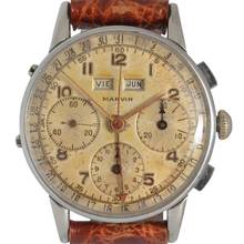 Thumbnail von Marvin Chronograph Dato Compax Tropical Zifferblatt Valjoux 72C 1950er Jahre
