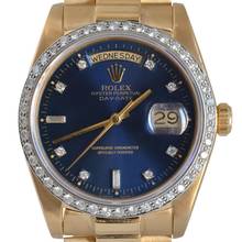 Thumbnail von Rolex Day-Date 36 18038 President Factory soleil blue dial diamonds gold 18KT Full Set