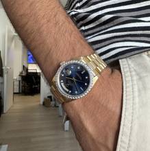 Thumbnail von Rolex Day-Date 36 18038 President Factory soleil blue dial diamonds gold 18KT Full Set