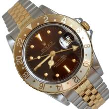 Thumbnail von Rolex GMT-Master 16753 Brown Tiger Eye Nipple dial Full Set TOP Condition 1982