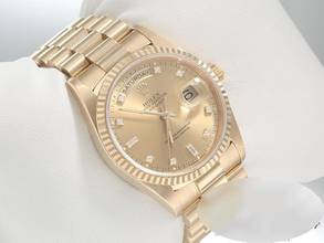 Thumbnail von Rolex Day-Date 36 36mm 18238 1991 Gelbgold 750 Diamanten Automatik 18kt Yellow Gold President-band Chronometer Oyster