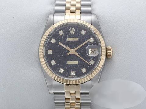  Rolex Datejust 31 Medium Stahl Gelbgold 750 Diamanten Automatik Gold Stahl Stainless Steel 18kt Yellow Gold Jubilé-band Chronometer Oyster Black Dial 