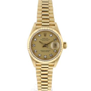  Rolex Lady-Datejust 26 Yellow Gold Factory Diamond Dial 