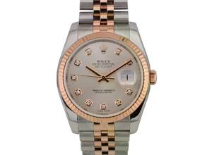 Thumbnail von Rolex Datejust Stainless Steel & Rose Gold - Silver Diamond Dial - Full Set Like New 2014