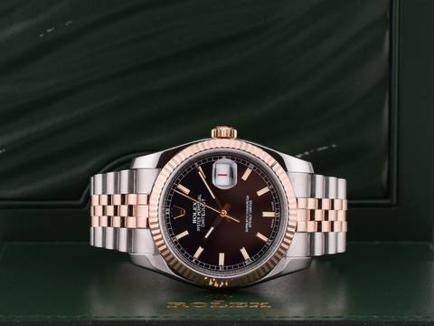  Rolex Datejust 116231 Steel & Rose Gold 36mm - Black Dial - Full Set 2017 