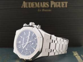 Thumbnail von Audemars Piguet Royal Oak Chronograph 26715st Chronograph 38mm Blaues Zifferblatt - Komplettset - Neu