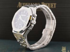 Thumbnail von Audemars Piguet Royal Oak Chronograph 26715st Chronograph 38mm Blaues Zifferblatt - Komplettset - Neu