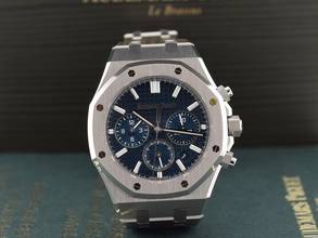 Thumbnail von Audemars Piguet Royal Oak Chronograph 26715st Chronograph 38mm Blaues Zifferblatt - Komplettset - Neu