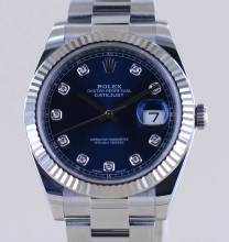  Rolex Datejust 41 Stahl White Gold Diamond Dial blue B+P 126334 Top 