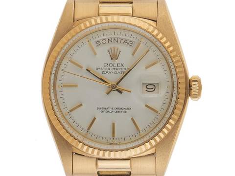  Rolex Day-Date Ref.1803 1975 Box&Beschreibung Original Vintage Unpoliert Day-Date open 6/9 18kt Gelbgold 122g 