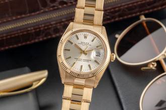 Thumbnail von Rolex Oyster Perpetual Date 34 Silver Dial 18k (0,750) Gold Automatik Herren Ref. 1503 Klassiker