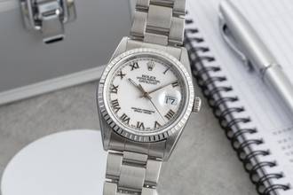 Thumbnail von Rolex Datejust 36 White Dial Oyster Stahl Automatik Herrenuhr Ref. 16220 P-Serie