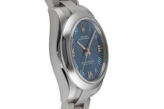 Thumbnail von Rolex Oyster Perpetual 31 Blue Roman Dial Stahl Automatik Damenuhr R. 177200 B&P