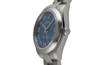 Thumbnail von Rolex Oyster Perpetual 31 Blue Roman Dial Stahl Automatik Damenuhr R. 177200 B&P