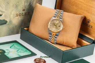 Thumbnail von Rolex Datejust 36 Diamond Dial Stahl Gold Automatik Herrenuhr Ref 16233 B&P 2004