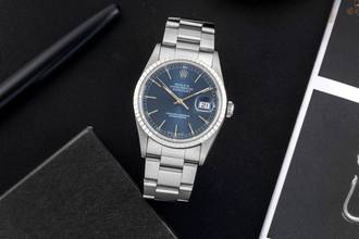 Thumbnail von Rolex Datejust 36 Blue Dial Oyster Stahl Automatik Herrenuhr Ref. 16220 T-Serie