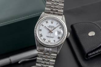 Thumbnail von Rolex Datejust 36 White Roman Dial Oyster Stahl Automatik Ref. 16220 X-Serie