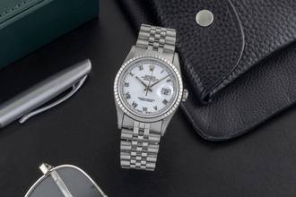 Thumbnail von Rolex Datejust 36 White Roman Dial Oyster Stahl Automatik Ref. 16220 X-Serie