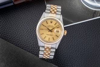 Thumbnail von Rolex Datejust 36 Gold Dial Stahl / Gold Automatik Herrenuhr Ref. 16013 Vintage