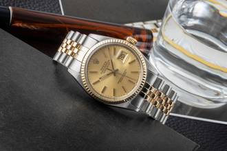 Thumbnail von Rolex Datejust 36 Gold Dial Stahl / Gold Automatik Herrenuhr Ref. 16013 Vintage