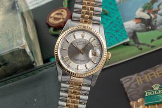 Thumbnail von Rolex Datejust 36 Tuxedo Stahl Gold Automatik Herrenuhr 16233 B&P Collectors Set