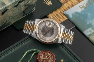 Thumbnail von Rolex Datejust 36 Tuxedo Stahl Gold Automatik Herrenuhr 16233 B&P Collectors Set