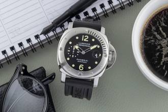 Thumbnail von Panerai Luminor Submersible Automatik Datum Stahl Herrenuhr Ref. PAM00024 B&P