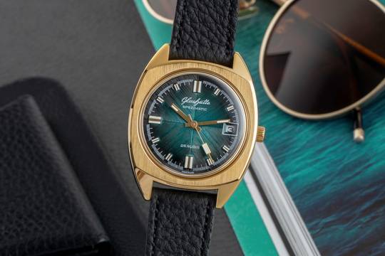  Glashütte Original Spezimatic Special Green Dial vergoldet Automatik Herrenuhr Vintage 