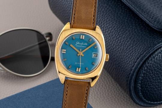 Glashütte Original Spezimatic Blue Dial vergoldet Automatik Herrenuhr Vintage Klassiker